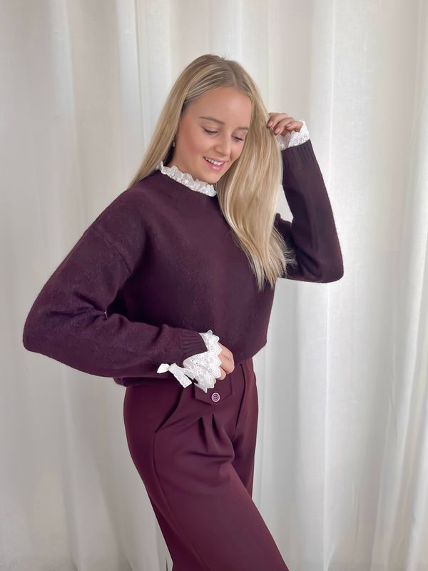 LILLY LACE SWEATER BURGUNDY