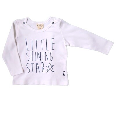 Organic Long Sleeve Blue Slogan Print T-Shirt