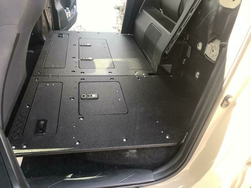 GOOSE GEAR - TOYOTA TACOMA 2005-PRESENT 2ND AND 3RD GEN. DOUBLE CAB - SECOND ROW SEAT DELETE PLATE SYSTEM KEEPING FACTORY BACK WALL