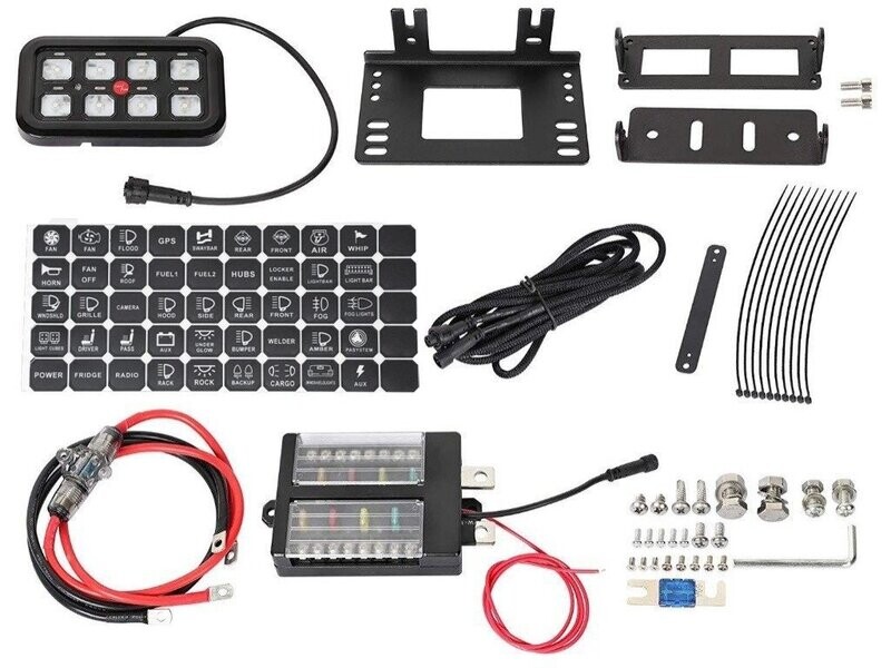 CaliRaised LED - VEHICLE ACCESSORY 8 SWITCH CONTROL SYSTEM (BLUE BACKLIGHTING)