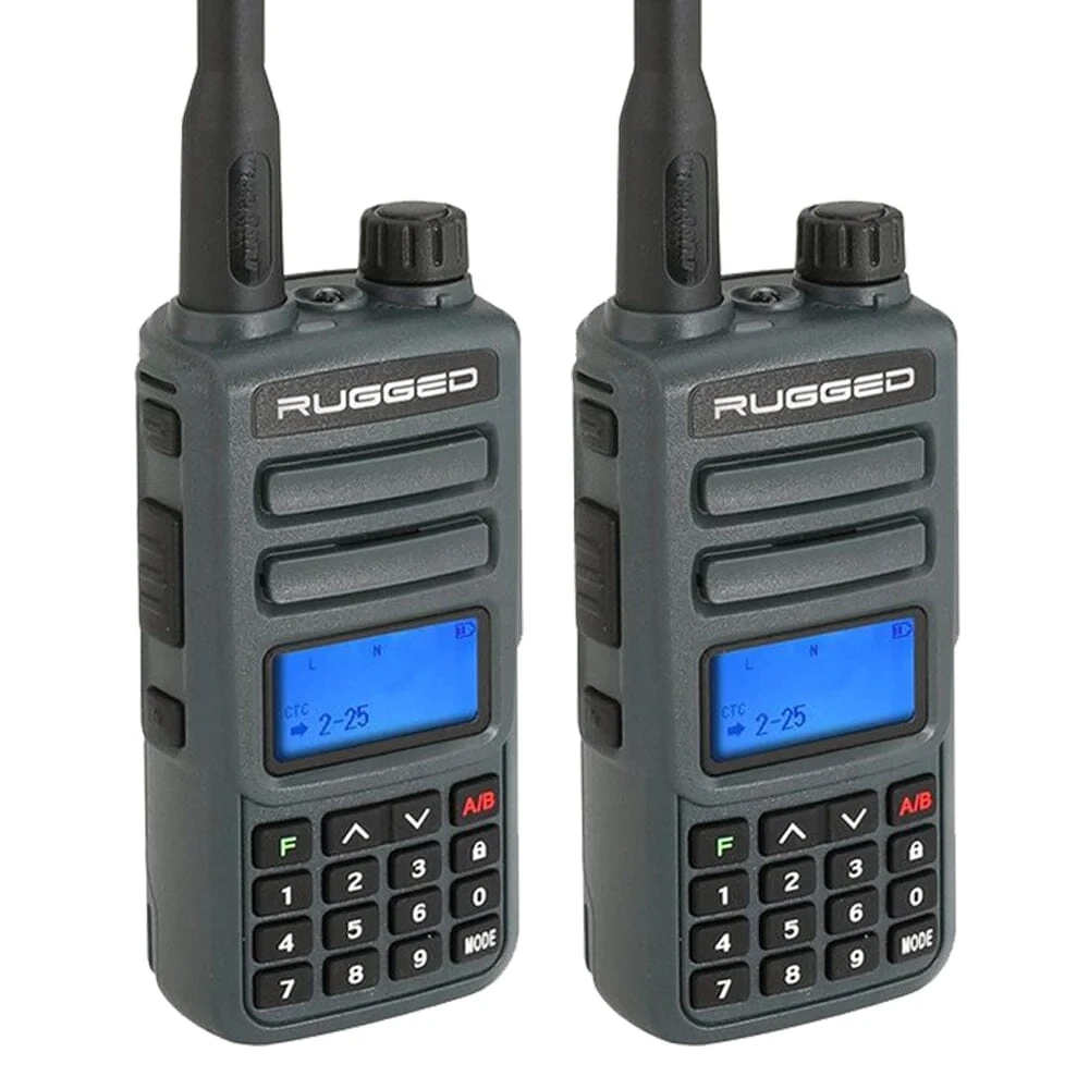 Rugged Radios 2 PACK GMR2 GMRS and FRS Two Way Handheld Radios Grey