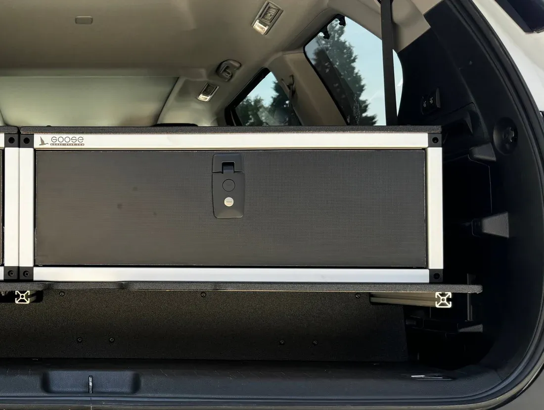 Goose Gear - Toyota - Sequoia - 2023-Present - 3rd Gen - Explore Series Single Drawer - 28-3/16&quot; Width x 38&quot; Deep x 10&quot; High - Drawer Module with Short Drawer 20&quot; and Storage Space Behind