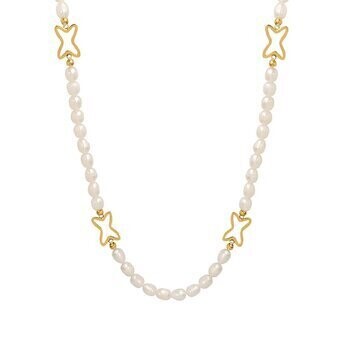 18K Gold Plated Stainless Steel Pearls Necklace - Intensity