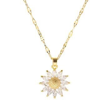 18K GOLD PLATED STAINLESS STEEL "FLOWERS" NECKLACE, INTENSITY