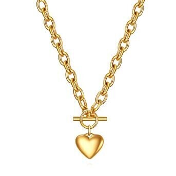 18K GOLD PLATED STAINLESS STEEL "HEART" NECKLACE, INTENSITY
