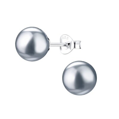 8mm Pearl Silver Stud Earrings