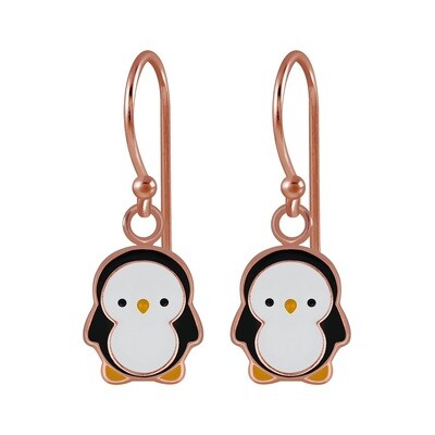 Silver - Rose Gold Penguin Earrings