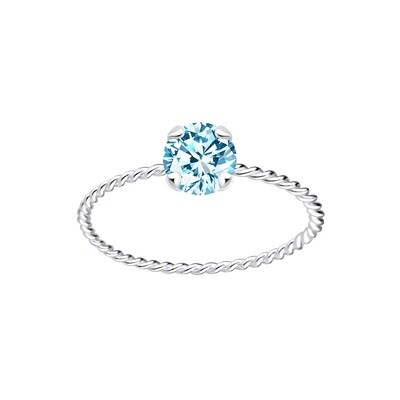 Silver Twisted Band Solitaire Ring