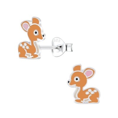 Silver Deer Stud Earrings