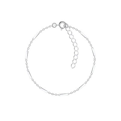 18cm Silver Cable Bar Bracelet With Extension
