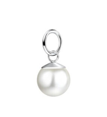 8mm Pearl Silver Pendant - White