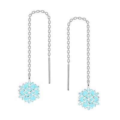 Silver Thread Through Snowflake Earrings