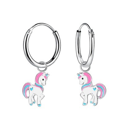 Silver Unicorn Hoop Earrings