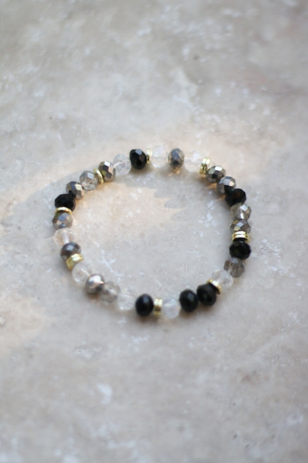 Bracelets perles à facettes Noir