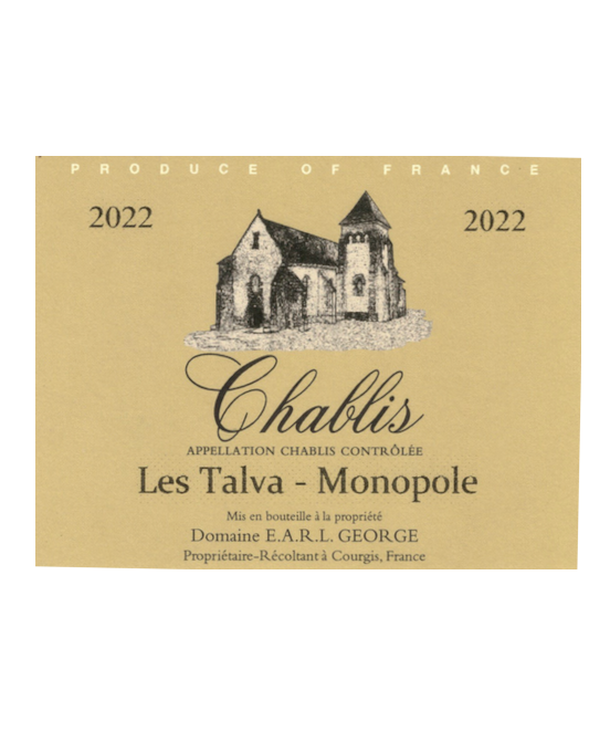 Domaine George
Chablis - Talva - Monopole 2022
Format 75cl