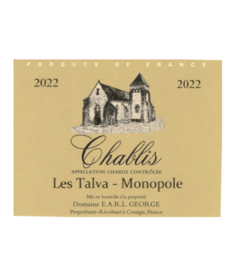 Domaine George
Chablis - Talva - Monopole 2022
Format 75cl