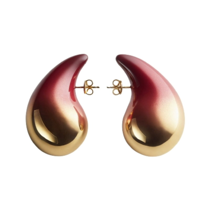 Cranberry Teardrop Hoop Earrings