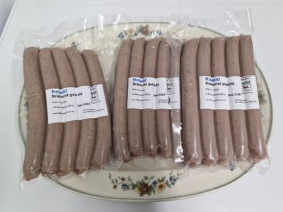 Hirsch-Bratwurst gebrüht ca.520 g– Der Grillklassiker für echte Feinschmecker Verleihen Sie Ihrer nächsten Grillparty das besondere Etwas mit unserer Wildbratwurst! Ob auf dem Grill oder in der Pfanne
