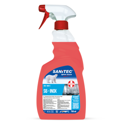 S6 – INOX Detergente sgrassante per superfici dure in metallo Sanitec 750ml