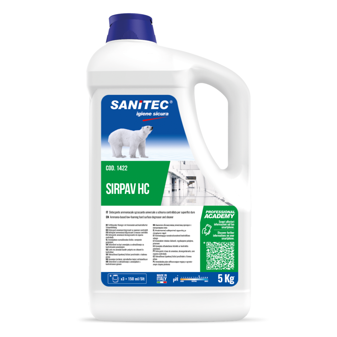 SIRPAV HC-5L Detergente sgrassante ammoniacale per superfici dure