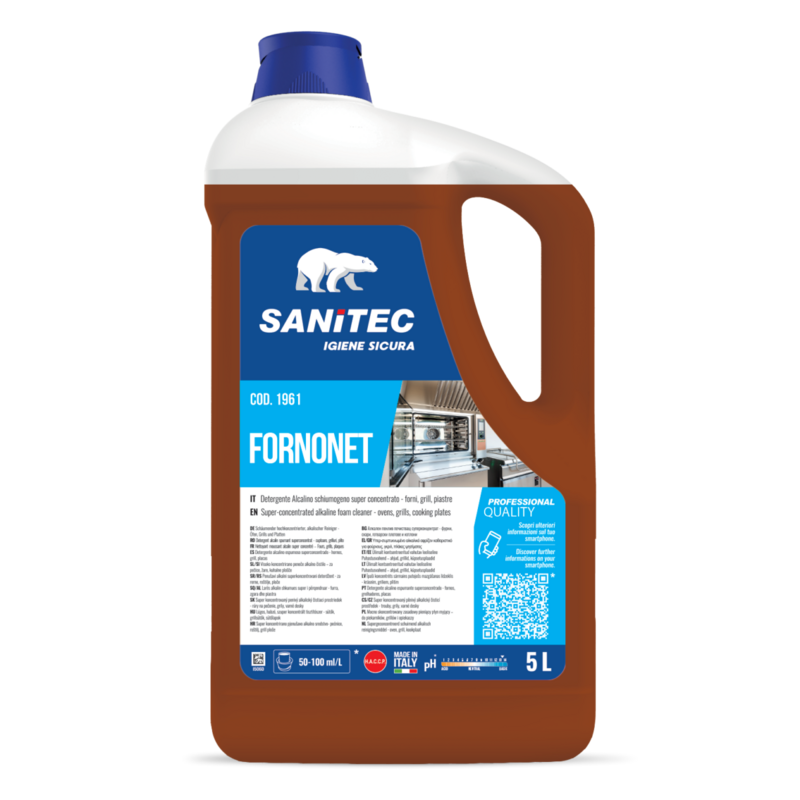 FORNONET – 5L Detergente alcalino schiumogeno super concentrato - forni, grill, piastre FORNONET – 5L Detergente alcalino schiumogeno super concentrato - forni, grill, piastre