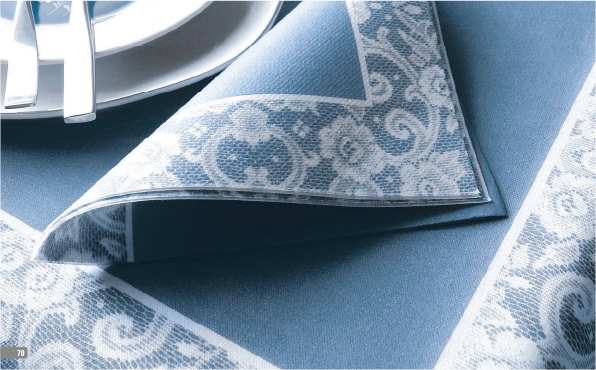 TOVAGLIOLO CARTA A SECCO 40X40 MERLETTO BLU 50 PZ