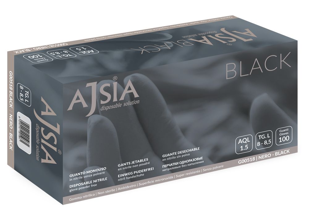 AJSIA - GUANTI IN NITRILE NERI VARIE MISURE