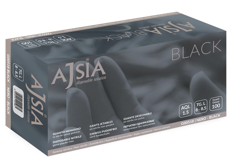 AJSIA - GUANTI IN NITRILE NERI VARIE MISURE