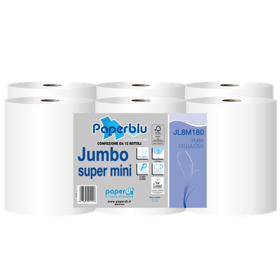 CARTA IGIENICA MINI JUMBO PURA OVATTA  - 12 ROTOLI