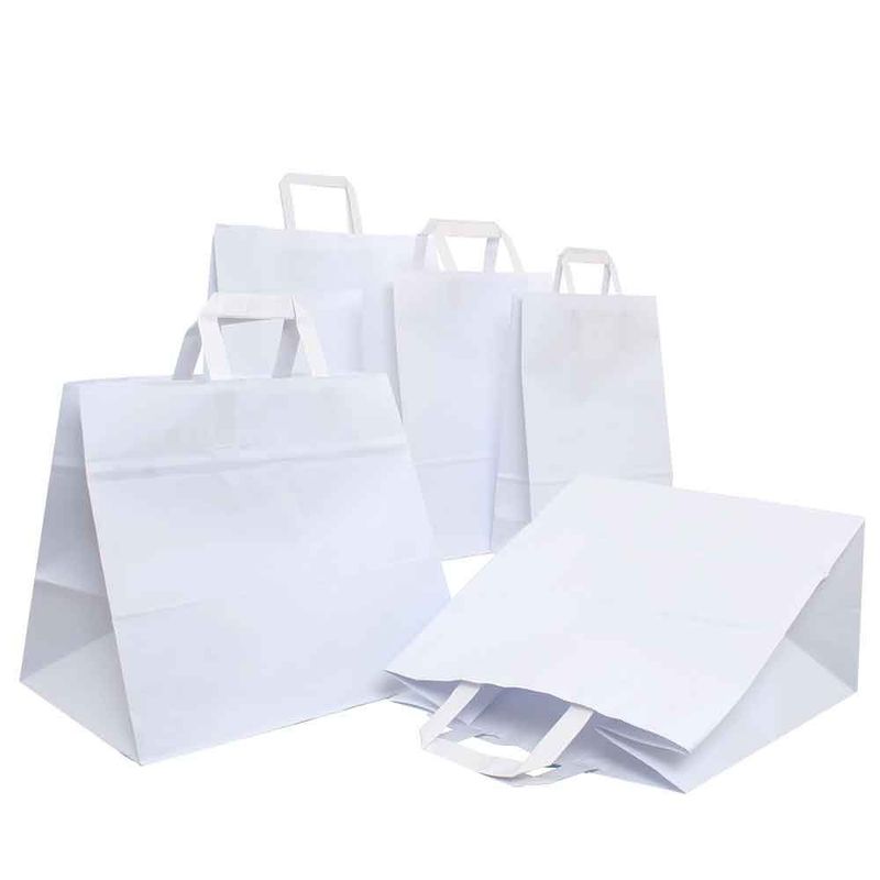 SHOPPER IN KRAFT BIANCA CON MANICO PIATTO (200/250 PEZZI)