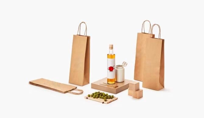 SHOPPER PORTA BOTTIGLIE IN CARTA KRAFT AVANA/BIANCA  (250 PEZZI)
