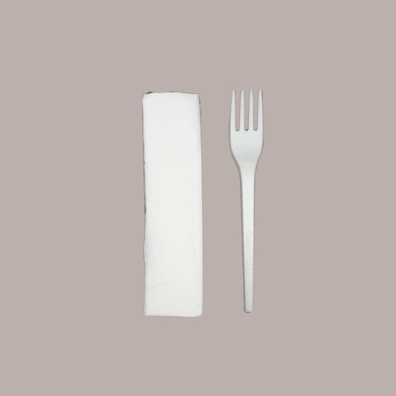 SET MONO - FORCHETTA BIANCA E TOVAGLIOLO IMBUSTATI 500 PEZZI
