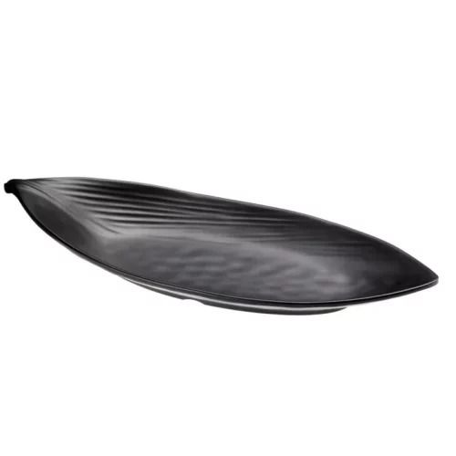 VASSOIO FOGLIA IN MELAMINA NERO 36,5X15,5X2,7