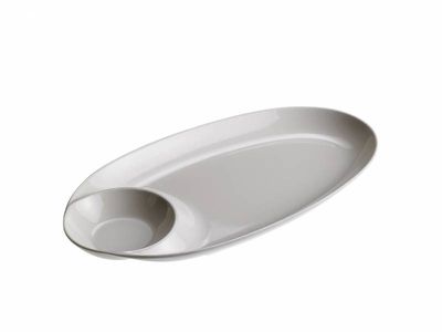 PIATTO OVALE CON SALSIERA MELAMINA BIANCA CM 33X17,5X3,2H