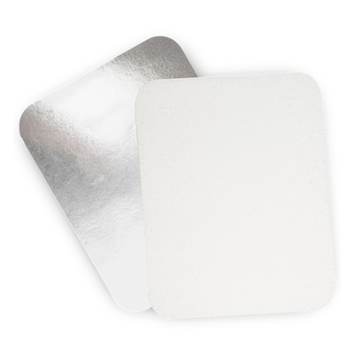 COPERCHIO CARTONCINO + ALLUMINIO PER VASCHETTE DI ALLUMINIO 1/2/3/4/6/8 PORZIONI  (50 PEZZI)