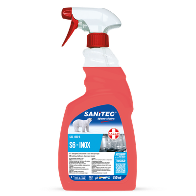S6 – INOX Detergente sgrassante per superfici dure in metallo Sanitec 750ml