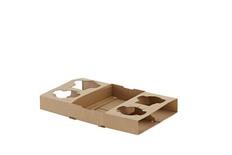 PORTABICCHIERE 4 SCOMPARTI IN CARTONCINO KRAFT, DIVISIBILE - 50 PEZZI