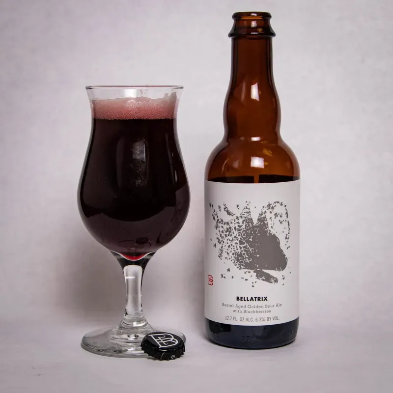 Bottle of beer next to a glass filled with beer