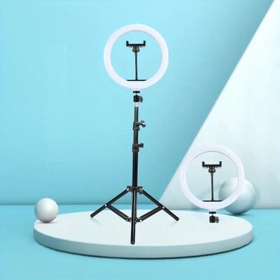 10-Inch LED Ring Light with Adjustable Tripod Stand, Phone Mount for Professional Photos, Videos &amp; Streaming, USB-Powered