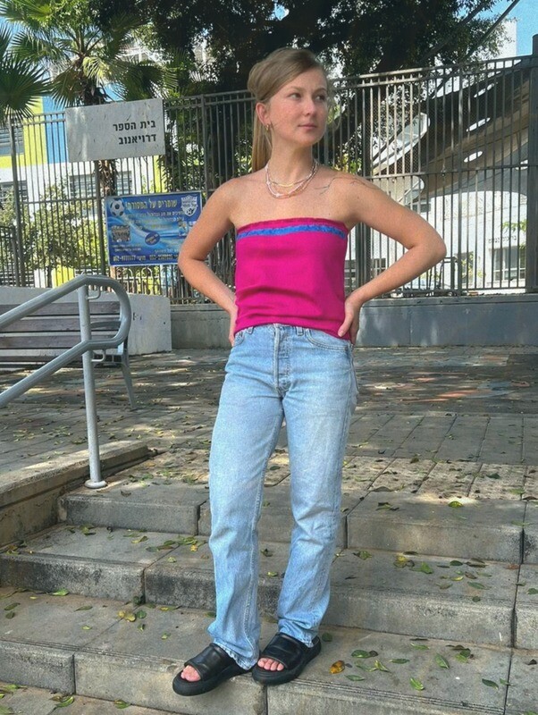 Pink strapless