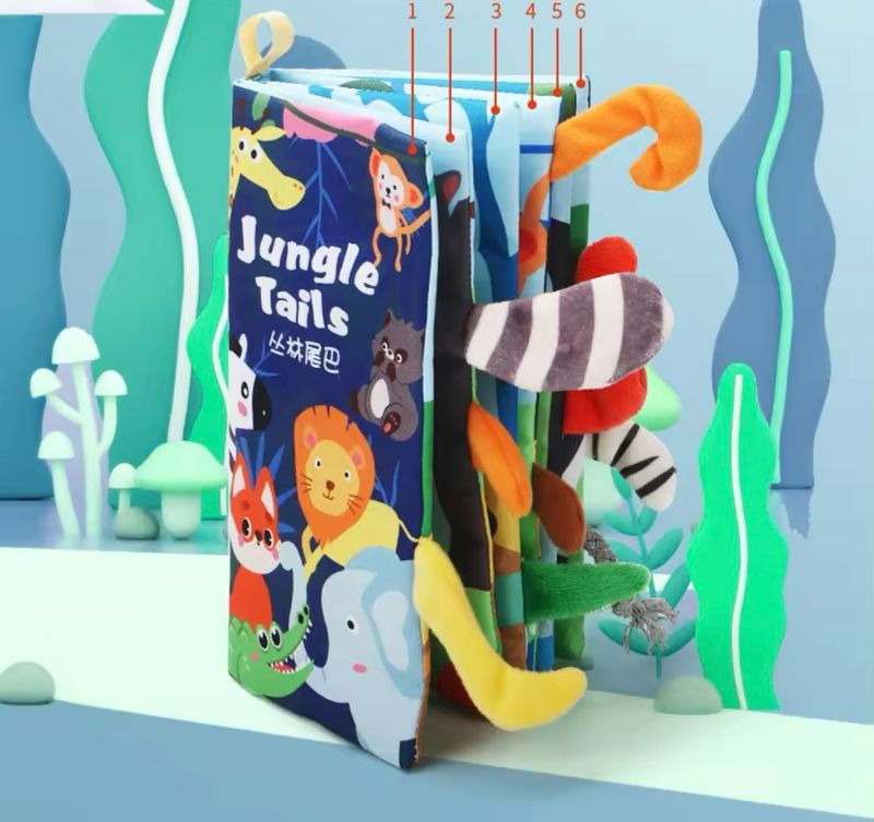 Newborn Cloth Book ( Jungle Tiles)| كتاب قماشي للمواليد (حيوانات الغابة)
