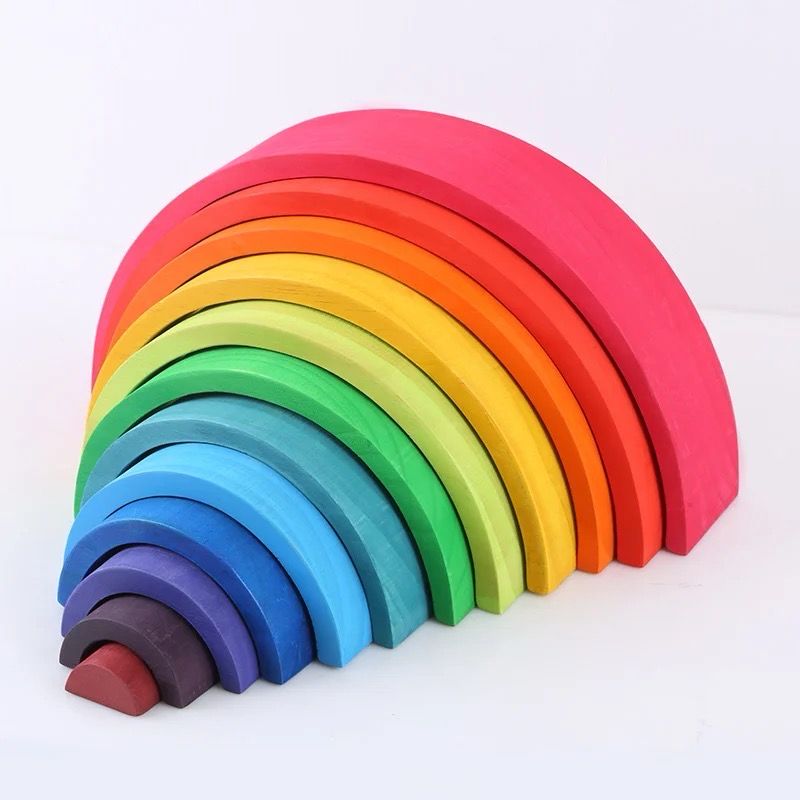 الأقواس الخشبية الملونة الكبيرة ١٢ قطعة | Grimms Rainbow Stacking archToy 12 Pcs