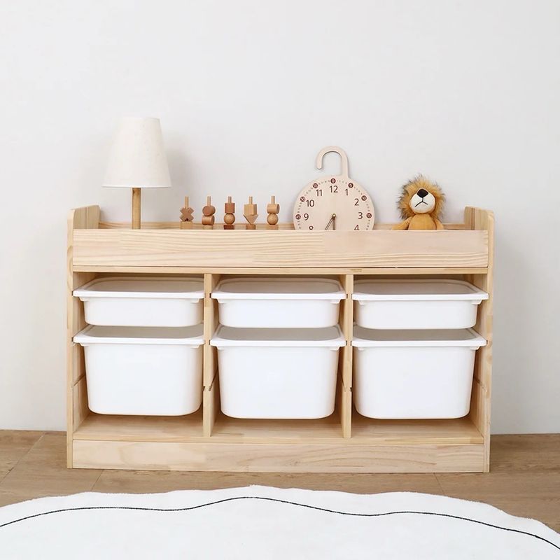 وحدة تخزين خشب مع ٦ صناديق | Wooden Storage Cabinet With 6 Boxes