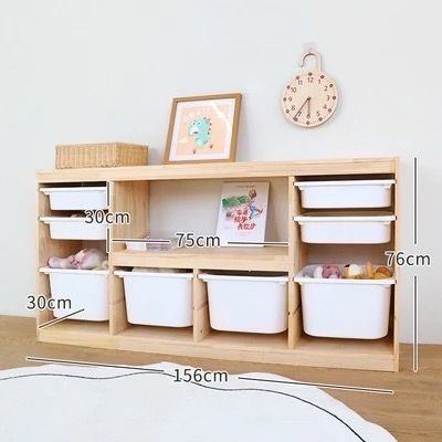 وحدة تخزين خشب مع ٨ صناديق| Wooden Storage Cabinets With 8 Boxes