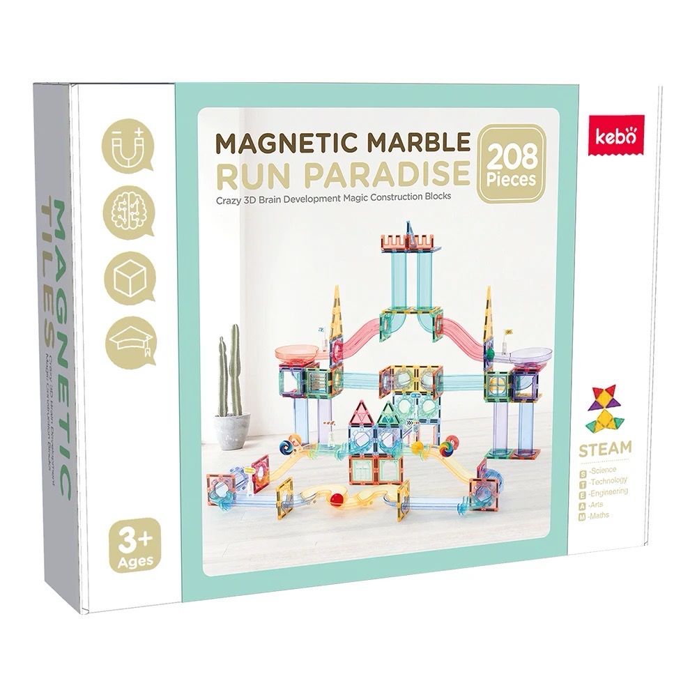 لعبة مسارات الكرات المغناطيسية 208 قطعة| Magnetic ball tracks Toy 208 Pcs
