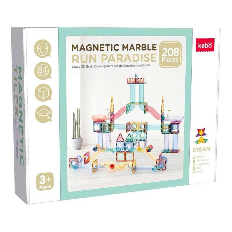 لعبة مسارات الكرات المغناطيسية 208 قطعة| Magnetic ball tracks Toy 208 Pcs