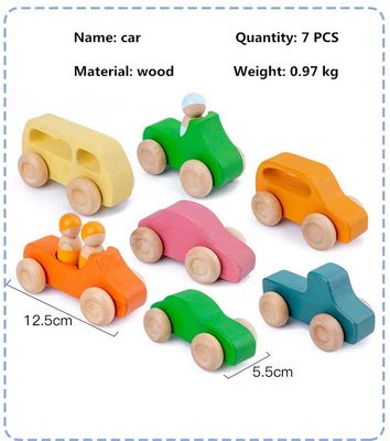 سيارات خشبية ملونة ( ٧قطع) جريمز | Rainbow wooden car 7pcs set Grimm 