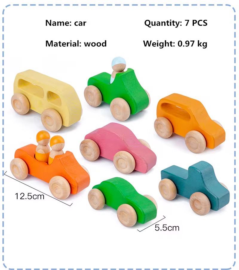 سيارات خشبية ملونة ( ٧قطع) جريمز | Rainbow wooden car 7pcs set Grimm 
