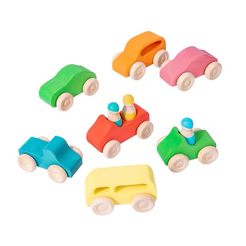 سيارات خشبية ملونة ( ٧قطع) جريمز | Rainbow wooden car 7pcs set Grimm 