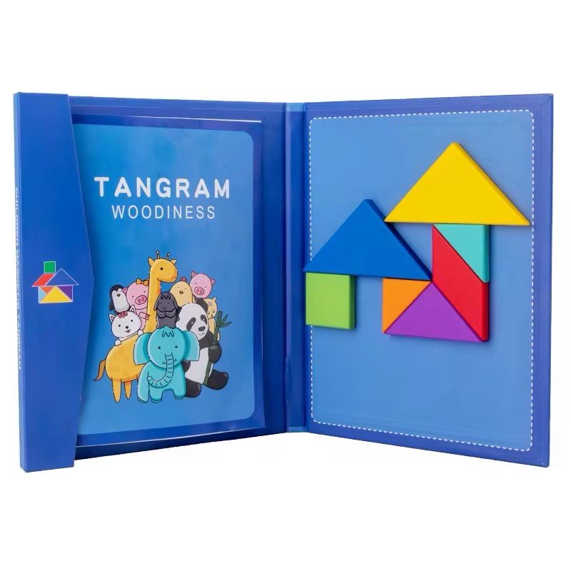 تانغرام ألغاز متعدد الأشكال مع كتيب ورقي تعليمي Tangram Multi-Shape Puzzles with Educational Paper Booklettravel 
